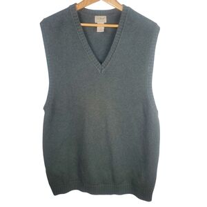 Vintage L.L.Bean 100% Cotton V-Neck Sweater Vest. Grayish Green. XL. #237